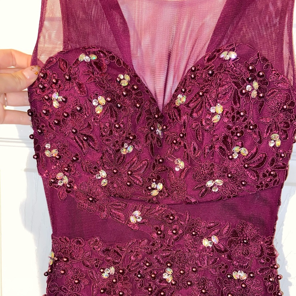 Long plum dress with slit